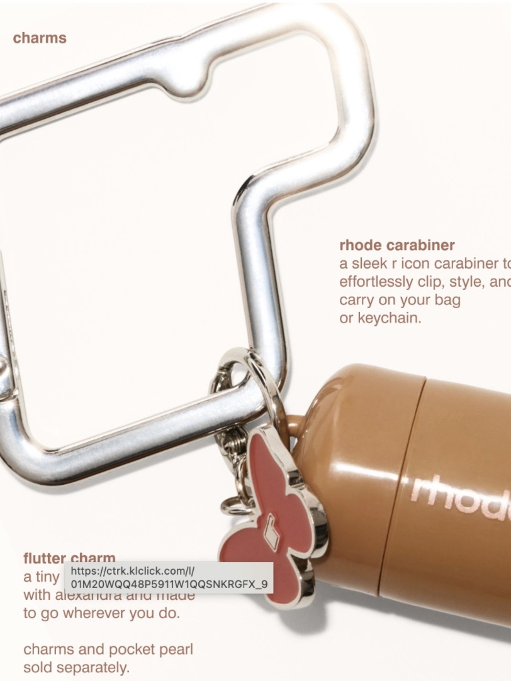 RHODE x Alexandra Leclerc R Carabiner + Flutter Butterfly Charm